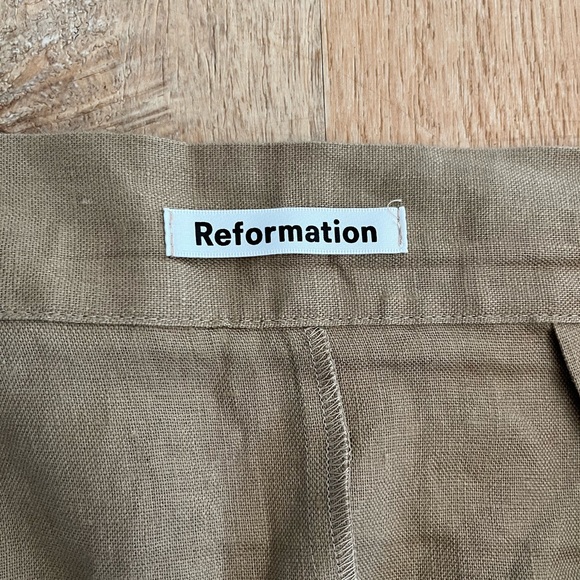 Reformation - Florence linen midi wrap skirt / size M petite / tan - Picture 10 of 14